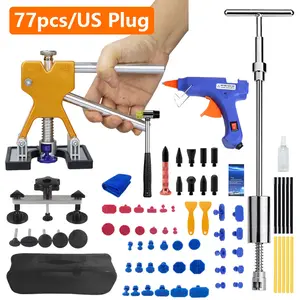 Paintless Dent Repair Tool 77pcs Car Dent Puller Kit Adjustable Dent Repair Removal Pull Tool with Glue Gun for Auto SUV Motorcycle Small Dent