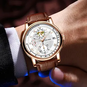 Men's High-end Automatic Watch: LOUIE JUELEN Navigator Series Swiss Original Movement, 42mm Dial, Genuine Leather Strap, Mineral Glass Mirror with Waterproof & Anti-knock Function, Suitable for Fashion, Business and Party Occasions