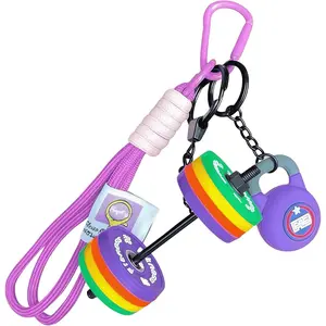 Dumbbell  Fitness Bag Pendant Keyring for Fitness Enthusiast Key Chains Accessories for Gym