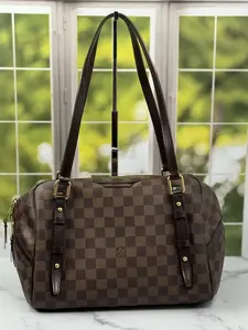 Pre-owned Louis Vuitton LEATER Shoulder Bags PREOWNED RIVINGTON GM SIZE DAMIER EBENE