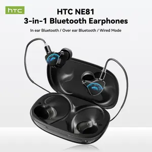 HTC NE81 3-in-1 Wireless Bluetooth Headphones:Built-in ANC (Active Noise Cancellation),Featuring Both in-ear and Over-Ear Wearing Modes.Supports Wired Voice Calling and live Streaming Microphone Function,Delivering High-Quality Sound.