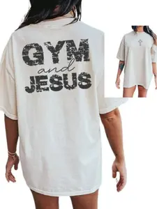 Gym And Jesus Shirt, 2-sided T-Shirt, Gym Pump Cover, Christian Gym Shirt, Gym Shirt,Bodybuilding Pump Cover, Woman Of God,Jesus Shirt, Crewneck T-Shirt