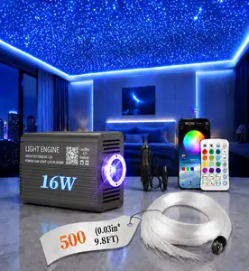 500PCS*0.03in *9.8ft Fiber Optic Starlight Headliner Kit, 16W RGBW Color Changing Star Ceiling Lights with DIY Pattern Customization for Car & Home Theater disco party Lights