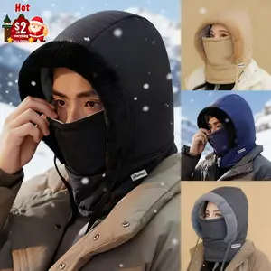 2PCS/1PC Unisex Winter Fleece Trapper Hat - Windproof Snowproof Ear Flaps for Skiing Cycling Outdoor 2-in-1 men