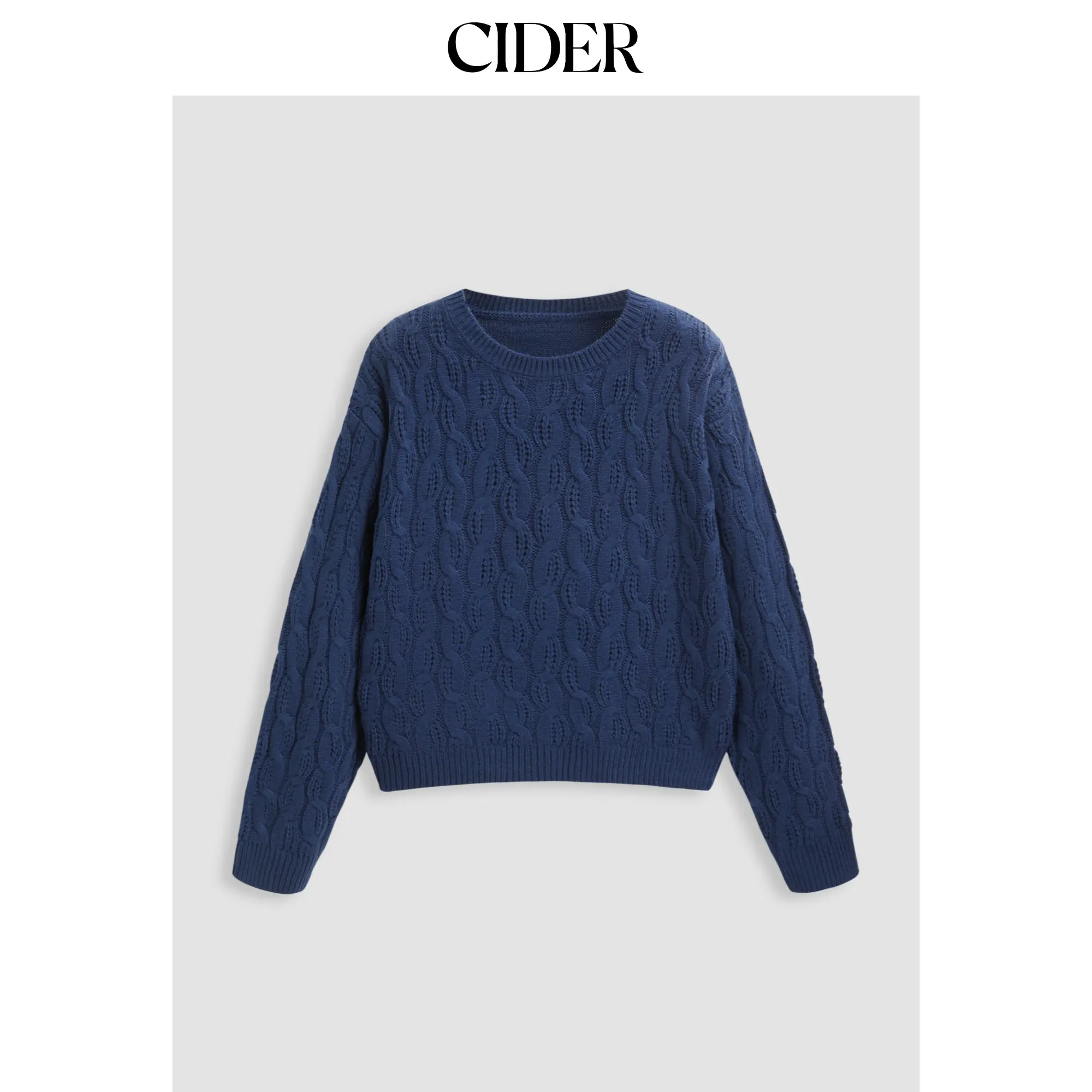 Cider Women's Casual Long Sleeve Round Neck Cable Knit Tops - Curve & Plus Sizes 2-26, 6 Colors