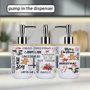 1pc Christmas dispenser, cartoon gingerbread man, dual-function toothbrush cup dispenser - reusable for shampoo, shower gel, bathroom, and kitchen use A Valentine's Day/Christmas gift (assembly required, parts inside the cup)