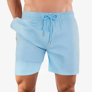 Men’s Premium Compression-Lined Hybrid Shorts – Blue Azure