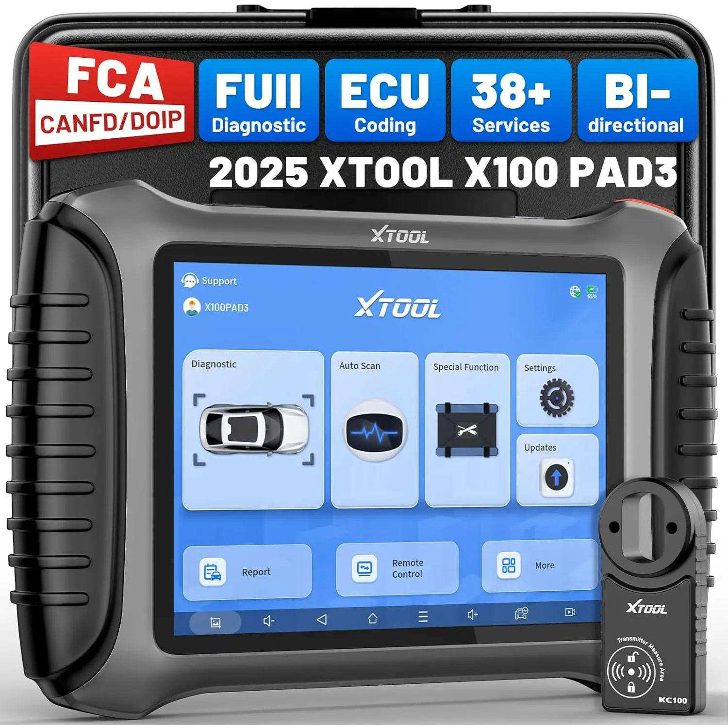 [Summervibes] XTOOL X100 PAD3 Automotive Diagnostic Tool & Programmer with $350 Value KC100+EEPROM Adapter Kit, All-System Bidirectional OBD2 Tool, FCA AutoAuth, 38+ Resets, ECU Coding, CAN FD & DOIP, 2-Year Updates, Father's Day Gift, Automotive Scan Too