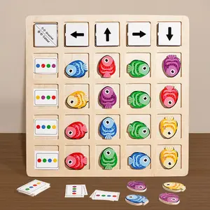 Color Matching Fish Direction Puzzle Toy Set, Wooden Building Blocks Game, Educational Color Recognition & Logic Training, Fun Kids Gift