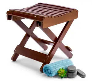 Sorbus Bamboo Folding Step Stool Bench, Showerand Bath Chair