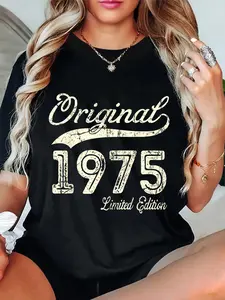 100% Cotton Unisex 50th Birthday Gifts Men Women Vintage 1975 Original Parts T-Shirt