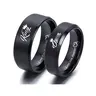 Titanium Steel His-and-Hers Engraved King-Queen Heart Stackable Wedding Ring Sets, Personalized Romantic Accessories, Adult Anniversary Gift Jewelry