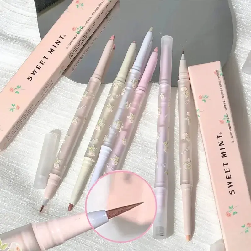Korean Double-Tip Aegyosal Pencil - Matte Waterproof Eyeliner, Smooth Glitter Eyeshadow Highlighter, Long-Lasting Arrow Liner Pen with Fine Texture, Silky Touch, Easy Coloring, Non-Clumping, Fast Dry, All Skin Types, 3-Year Shelf Life, Retail Box, Does No