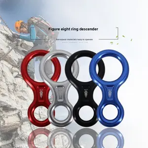 NEWDOAR 35KN Figure 8 Descender Heavy Duty Belay Device for Rock Climbing Rappelling & Rescue Durable A7075 Aluminum Alloy with Large Eyelet Design - Active
