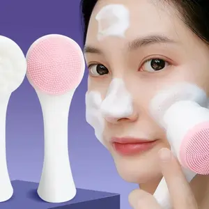 Double-Sided Silicone Face Brush - Soft Bristles for Dead Skin Cell Removal and Massage, Manual, Deep Pore Cleansing, Gentle on Skin, Suitable for All Skin Types