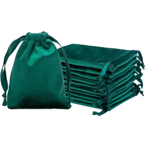 12 count Hunter Green  Drawstring Bags 3x4 inches Mini  Cloth  Bags  Pouches for Storage Wedding Party Favor Christmas