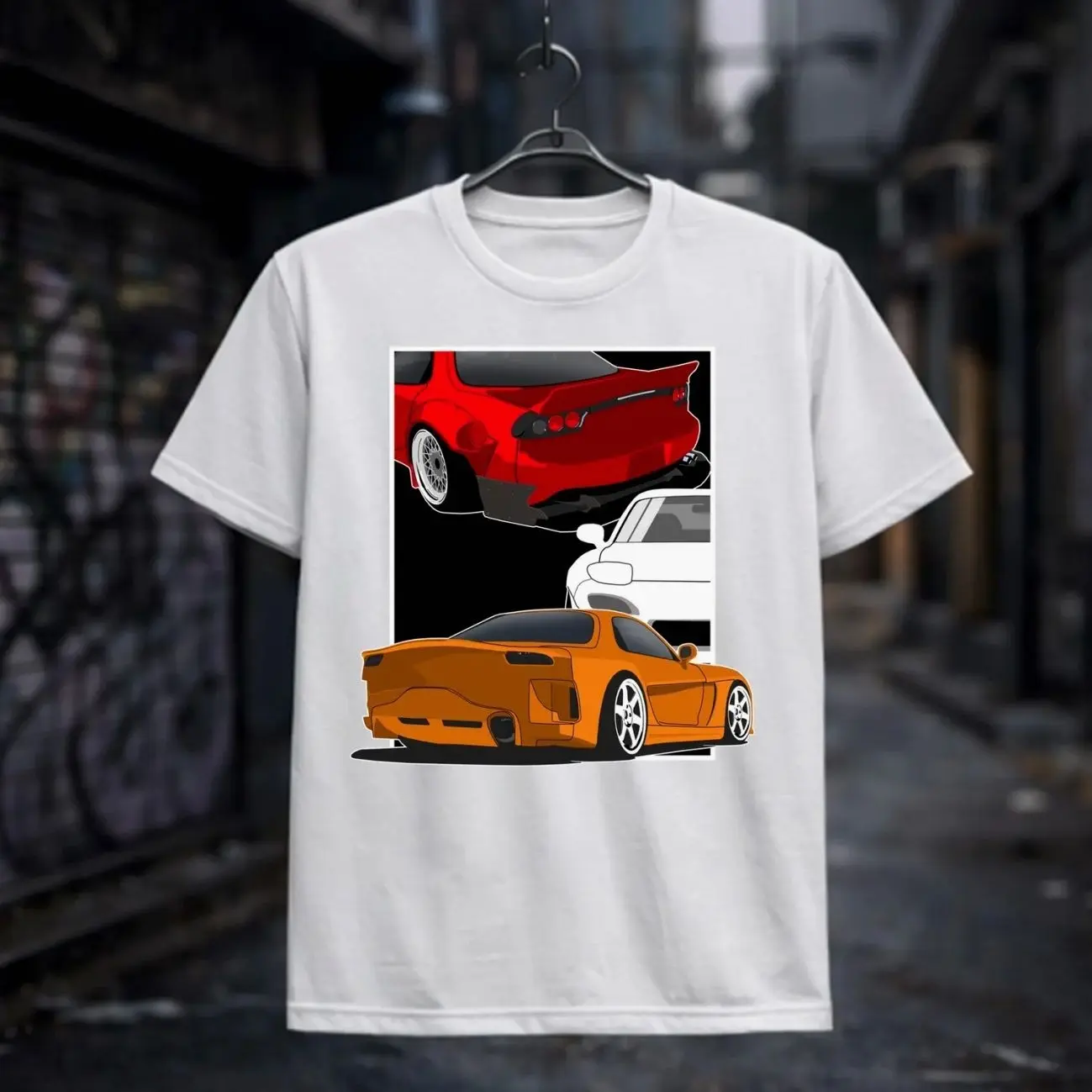 Mazda RX-7 JDM Rotary Legend Fragment Design Graphic T-Shirt Sweatshirt Hoodie, Car Enthusiast and Fans Gift