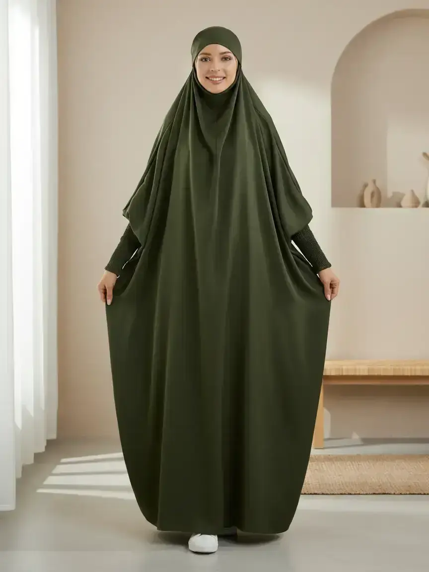 Muslim Elegant Abaya Hijab Set, Traditional Loose Fit Maxi Dress, Long  Sleeve Plain Design, Perfect for Ramadan and Islamic Prayer, Modesty Muslim  Clothing - TikTok Shop