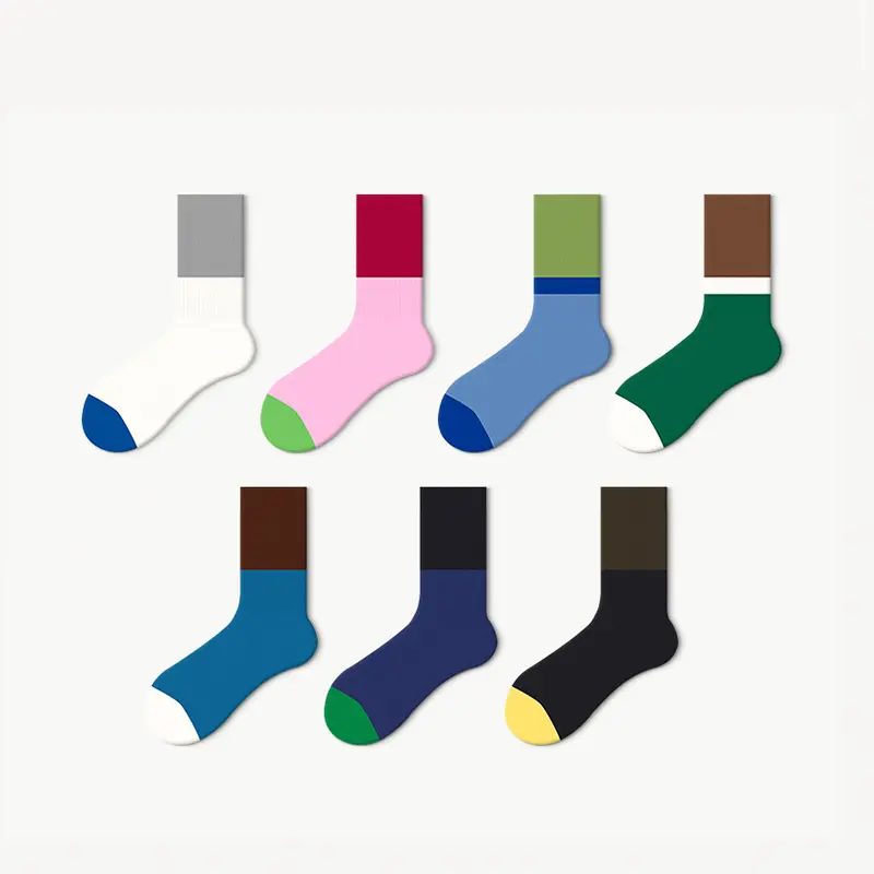 Sockibuki | Color Block  Crew Socks | Ideal for Stylish and Trendy Looks | 7 Pairs Box | Comfortable and Breathable with Unique Urban Design cool socks