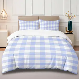 Simple Blue And White Checkered Pattern With Fresh Color Design, Machine-Washable Duvet Cover Set (One Duvet Cover And 1/2 Pillowcases Without Core), A Fresh Commemorative Gift For Minimalist Lifestyle Enthusiasts / Students.