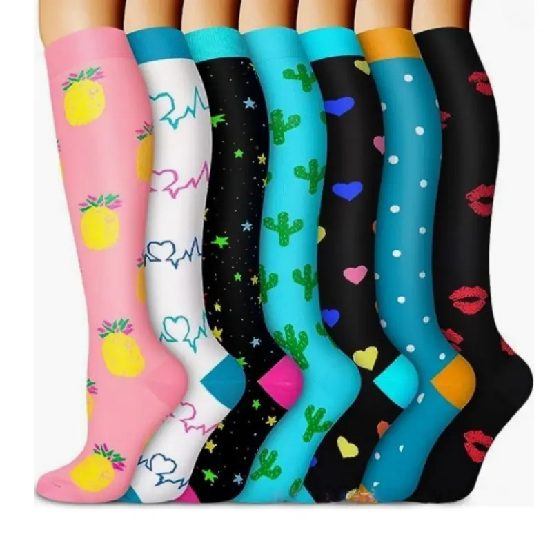 Men & Women Pressure Socks (7 Pairs), High-Compression Support Stockings for Running, Nursing, Travel, Comfortable Compression Socks, Breathable Compression Socks, Breathable Polyester Socks, Breathable Sports Socks, Active Socks, Sock Packs