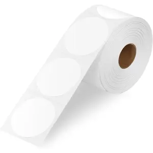 2 Inch Circle Thermal Labels, Self Adhesive 2x2 Direct Thermal Labels Round, White, 750 Sheets per Roll, 1 Roll
