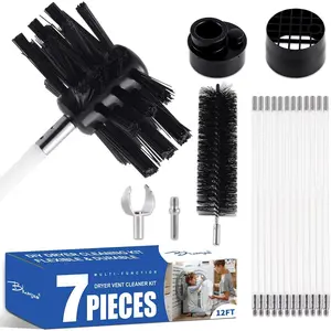 7 count 12  Dryer Vent Cleaner Kit, Reinforced Nylon Dryer Vent Cleaning Kit, Durable Dryer Vent Brush Vacuum Attachment with Flexible Lint  Brush, Vacuum & Dryer Adapters