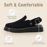 Athlefit Women's Slip-on Suede Clogs Comfortable Latex Footbed Slingback Mules with Adjustable Strap for Work Walking Daily Wear slippers Footwear Girl tiktokshopbacktoschool,back to school,back to school haul,outdoorfun