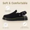 Athlefit Women's Slip-on Suede Clogs Comfortable Latex Footbed Slingback Mules with Adjustable Strap for Work Walking Daily Wear slippers Footwear Girl tiktokshopbacktoschool,back to school,back to school haul,outdoorfun