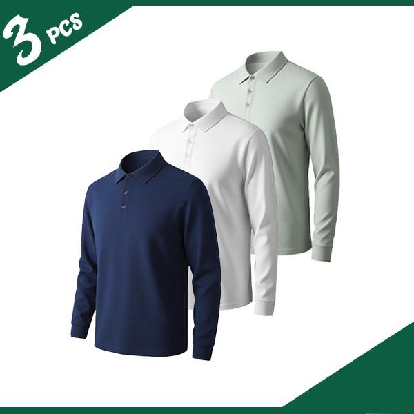 5-Pack Men's Long Sleeve Polo Shirts, Soft and Breathable Versatile, Can be worn for work, golf or everyday leisure
