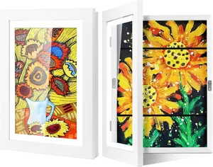 [2-Pack] Kids Artwork Frames Changeable, 8.5 x 11-IN Frames for Kids Artwork, Front Opening Picture Frames, Home Decor, Up to 150 Pcs of Art Frame, Craft Storage, Hanging Wall Decor, Art