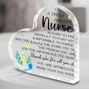 Acrylic Nurse Gift, Heart Shaped Nurse Keepsakes Paperweight, Table Centerpiece for Nurses Week Gifts, Nurse's Day Appreciation Gift, Decor