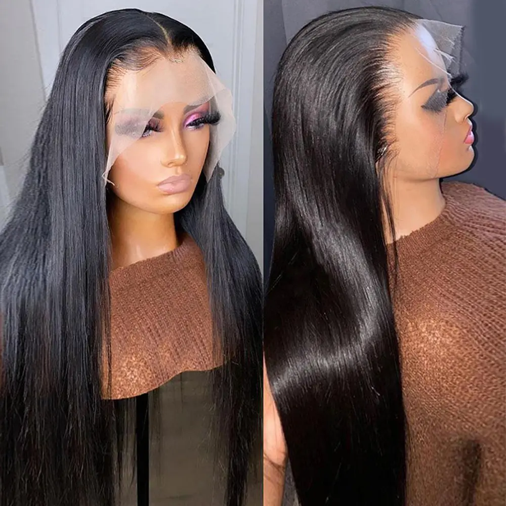 Bling Hair Bone Straight 13x4 13x6 Lace Wig Human Hair Pre plucked HD Lace Wig Human Hair Wigs Silky Straight Lace Frontal Wig For Women backtoschool, Natural Looking Wigs, Wigs Human Hair