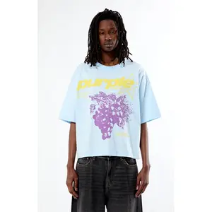 Pacsun Men's Purple Cropped Boxy T-Shirt Pacsun Men's Purple Cropped Boxy T-Shirt