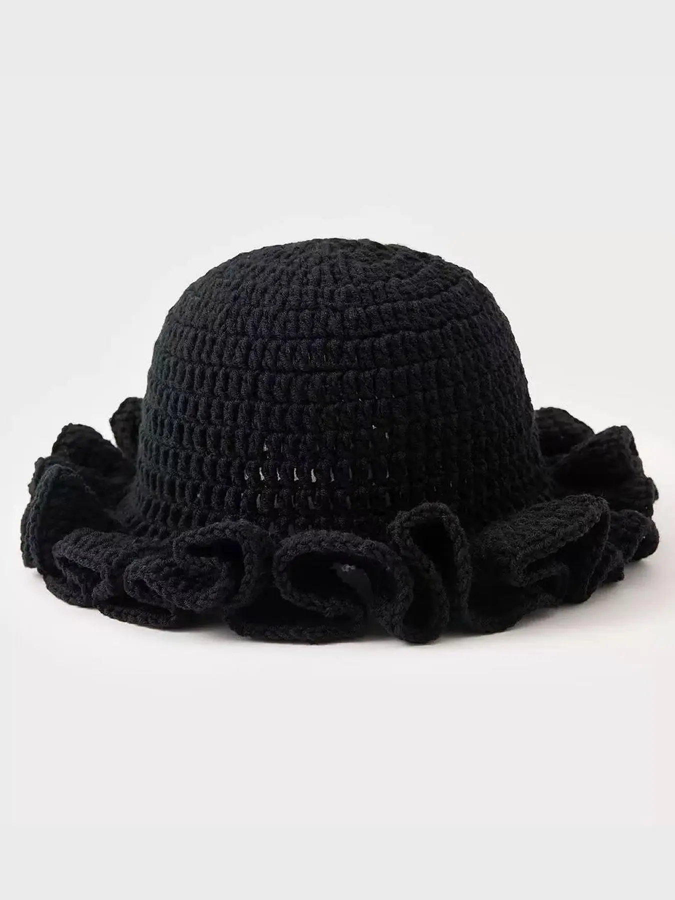 Women's Fashion Solid Color Knit Hat, Handcrafted Cap, Handmade Crochet Wave Edge Design, Perfect for Autumn Winter Warmth, Versatile and Stylish Accessory, Knitted Cap, Fashion Beanie, Fashion Hats, Casual Trendy Hat