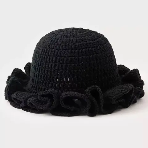 Women's Fashion Solid Color Knit Hat, Handcrafted Cap, Handmade Crochet Wave Edge Design, Perfect for Autumn Winter Warmth, Versatile and Stylish Accessory, Knitted Cap, Fashion Hats, Casual Trendy Hat, Beanies Hats