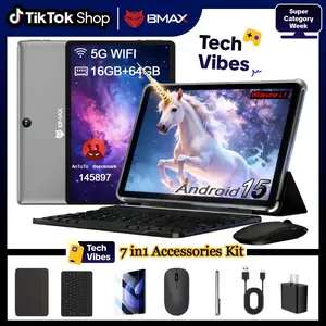 【TikTokShopTechVibes】2026 BMAXi9PLUS 10.1" IPS Android 15 16GB ram+64GBrom+Up to 1TB Tablet Bundle with Keyboard,Case,Stylus,Pre-installed Screen Protector,mouse,Type-C Charging, Adapter, Bluetooth5.0,WIFI6,6000mAh Battery,for Mother's Day Gift