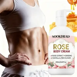 Rose Moisturizing Body Cream, Rose Extract, Ginseng, Centella, Clover, Hydrating, Soothing, Full Body, Arms, Legs, 250ML, Dry Skin Care