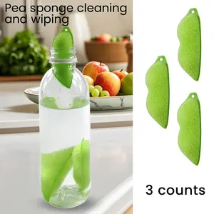 3 Counts Green Magic Beans Bottle Cleaner, Reusable Heat-Resistant Sponge Pea Design Fits Large and Small Mouth Bottles