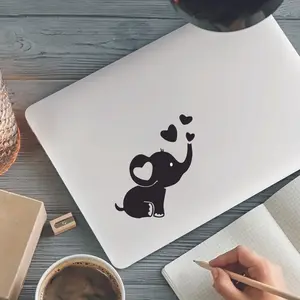 1PC A sheet of elephant and heart pattern stickers, car stickers, vinyl stickers, suitable for windows, laptops and bumpers, Universal car sticker