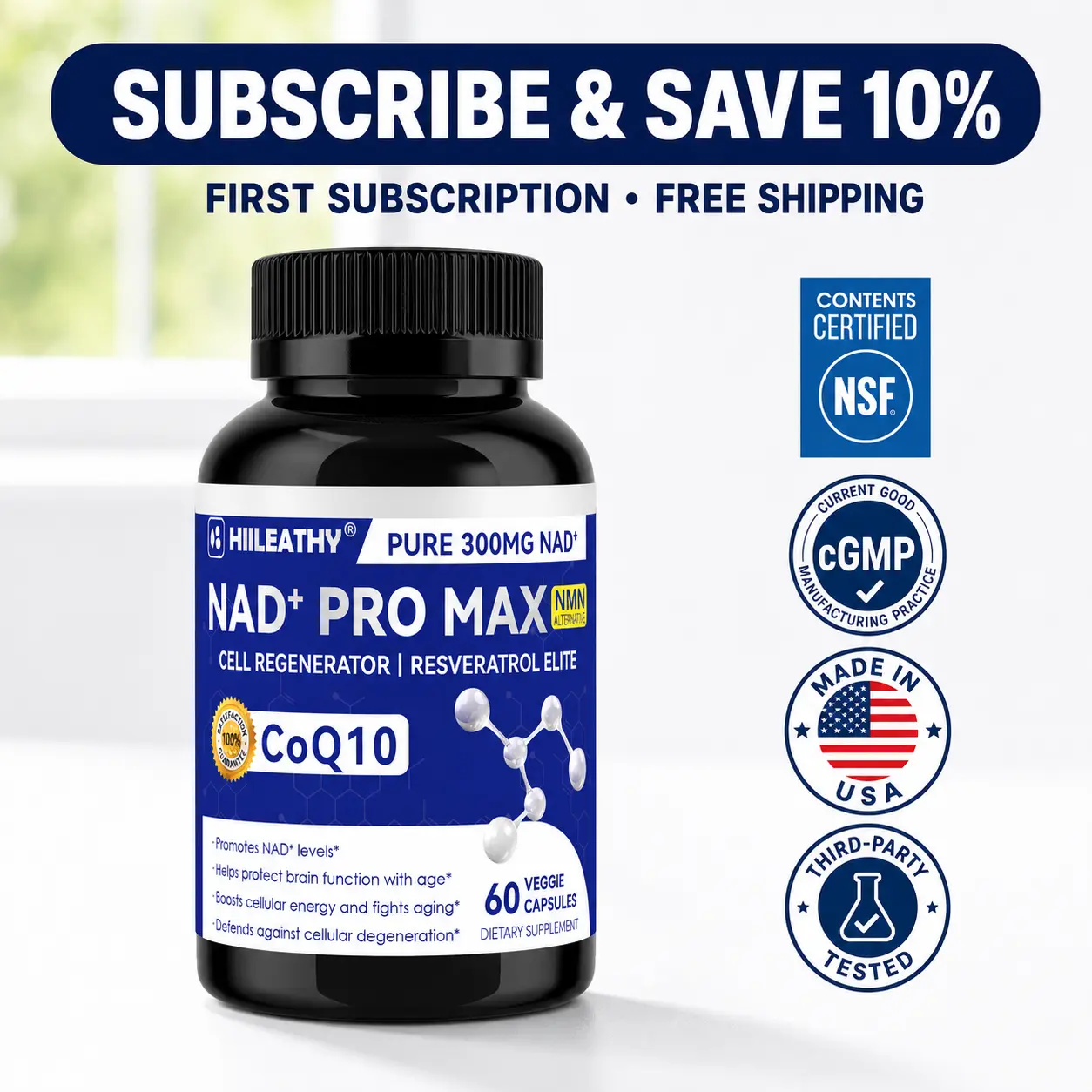 HIILEATHY NAD+ PRO MAX | NAD+ with CoQ10 & Resveratrol