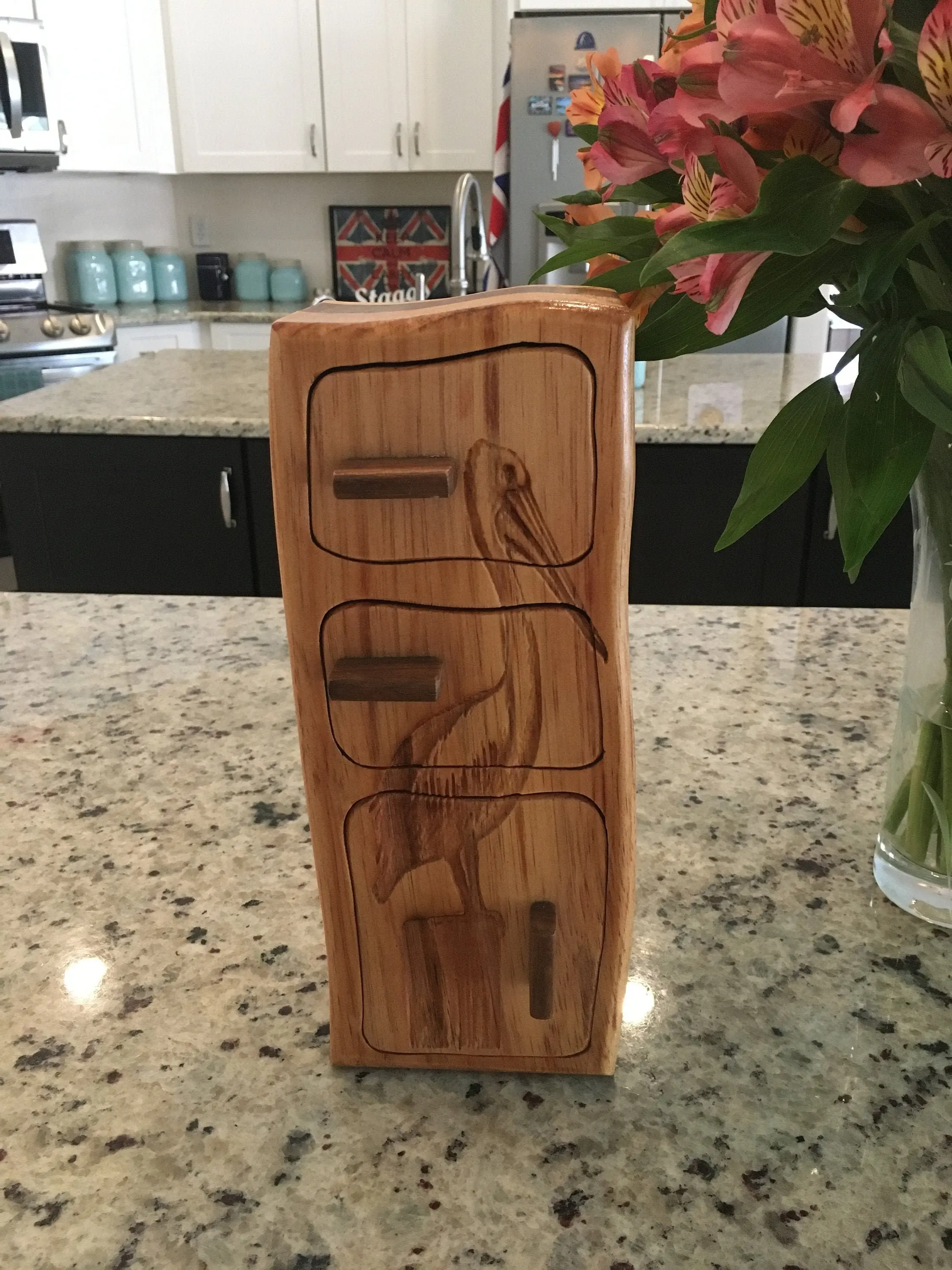 Solid Wood Box W/Drawers - Pelican, Jewelry Box, Handcrafted, Custom Box, Personalized Box, Handmade, Home Decor, Engraved, Stash Box