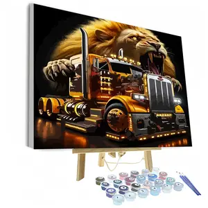 Lion King Train DIY Paint by Numbers Kit, Home Decor Art Craft, DIY Decorative Painting, Ideal Gift for Adults Beginners, Includes Acrylic Paints and Brushes