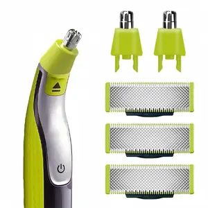 Men's High-Quality Shaving Accessories, Compatible with One Blade Series, Includes Nose Hair Trimmer and Replacement Heads, New Condition