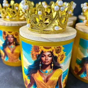 Velas para Oshun - Decorative Candles with Royal Crown Design and Sunflower Theme Decoration Ornaments