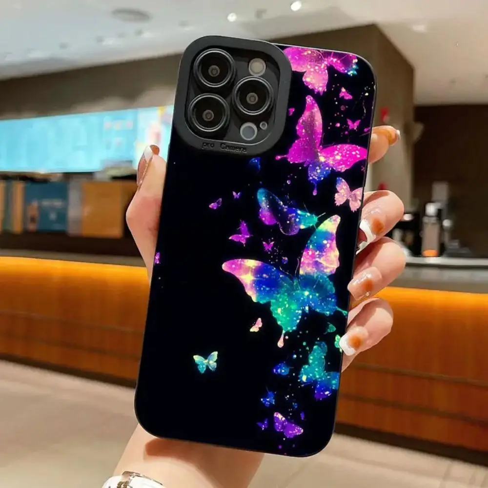 Colorful Dream Butterfly Pattern Phone Case, 1 Count Decorative Phone Protector Cover Compatible With iPhone 11 12 13 14 15 Pro Max 15 Plus XR