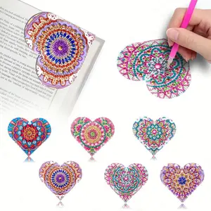 A set of 6 diamond-painted crystal gemstone bookmarks, handcrafted diamond art corner bookmarks suitable for adults, a unique collection of gift handicrafts, Book Accessories