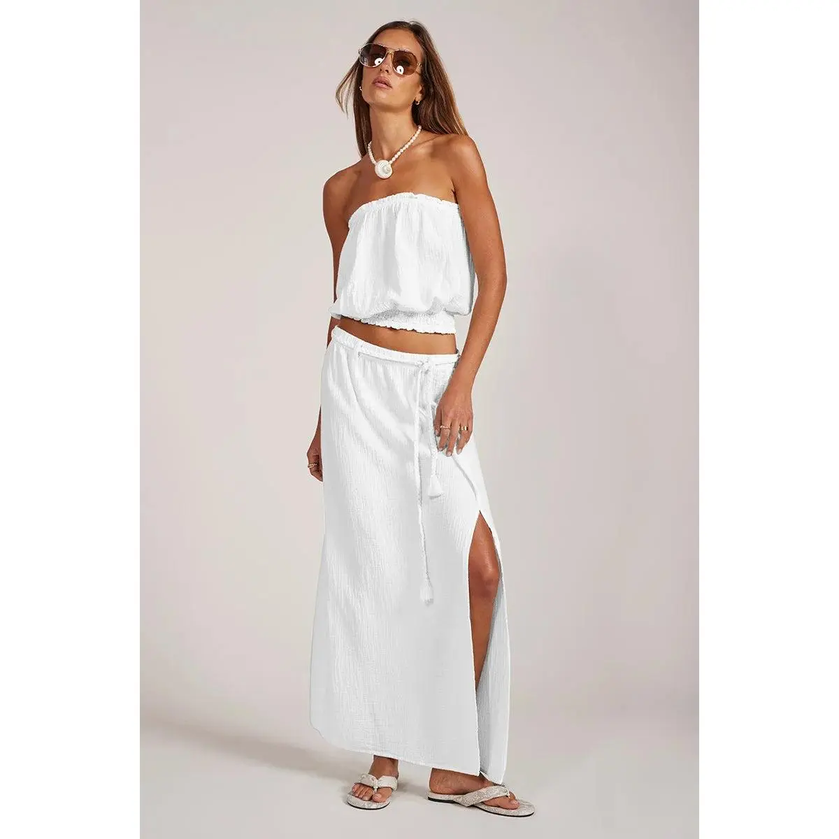 Belted Maxi Skirt Linen