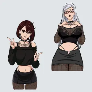 Cute Goth Girls Stickers for Car Laptop Flasks Water Bottles 5 Inches Tall 1 oz Weight Water-Proof UV-Resistant Indoor Outdoor Use Glossy Lamination