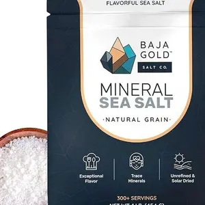 Baja Gold Mineral Sea Salt - Recommended by Gary Brecka - Organic Natural Grain Salt for Cooking & Baking | Authentic Baja Salt | Ideal for All Culinary Creations | 1 lb. Resealable Bag, 300+ Servings